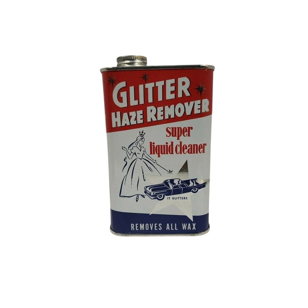 Vintage glitter haze remover handy oiler tin can advertising display‎ empty nos